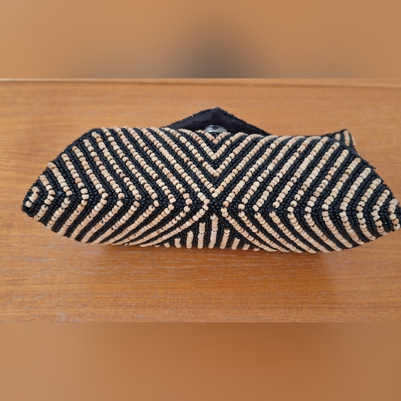 Vintage Arden B Beaded Mini Bag Cork Minaudiere Boho Geometric Structural - Picture 7 of 10